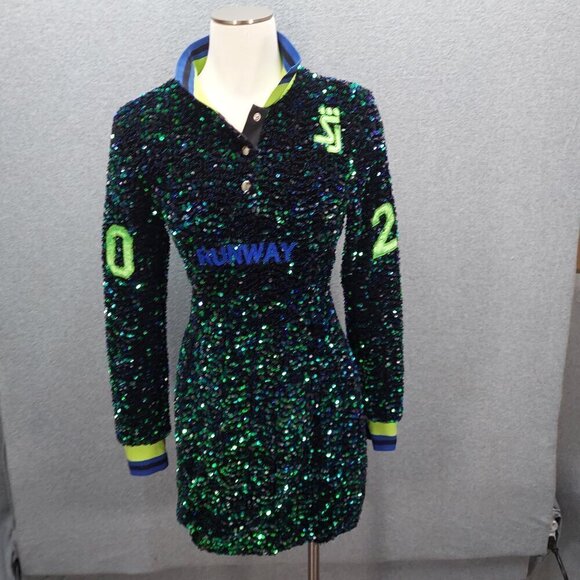 Sequin Runway Long Sleeve Dress By Shane Justin - Picture 4 of 13